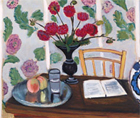 Still Life, Bouquet of Dahlias and White Book, Henri Matisse